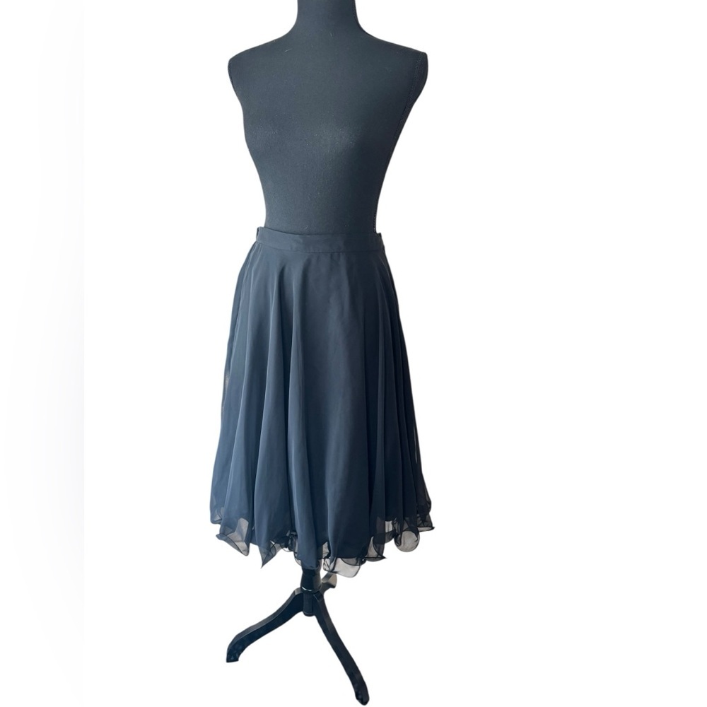 Vintage Black Chiffon Midi Skirt Women’s Size 6 Union Made USA ILGWU i32